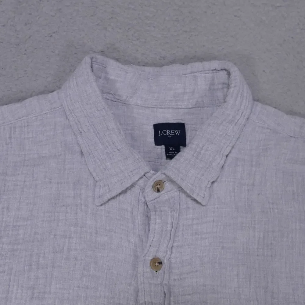 J.Crew Short Sleeve Gauze Shirt Mens XL Grey Textured Button Up